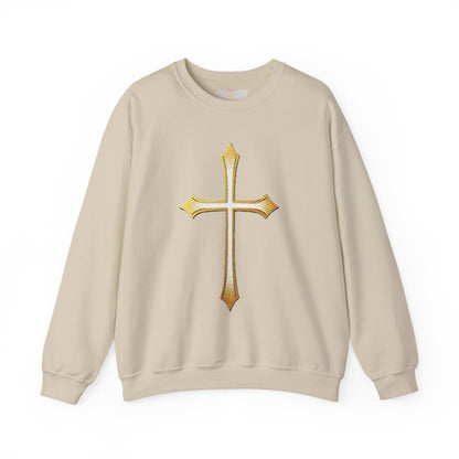 Men’s Gold Cross Sweatshirt – Bold Christian Faith Apparel