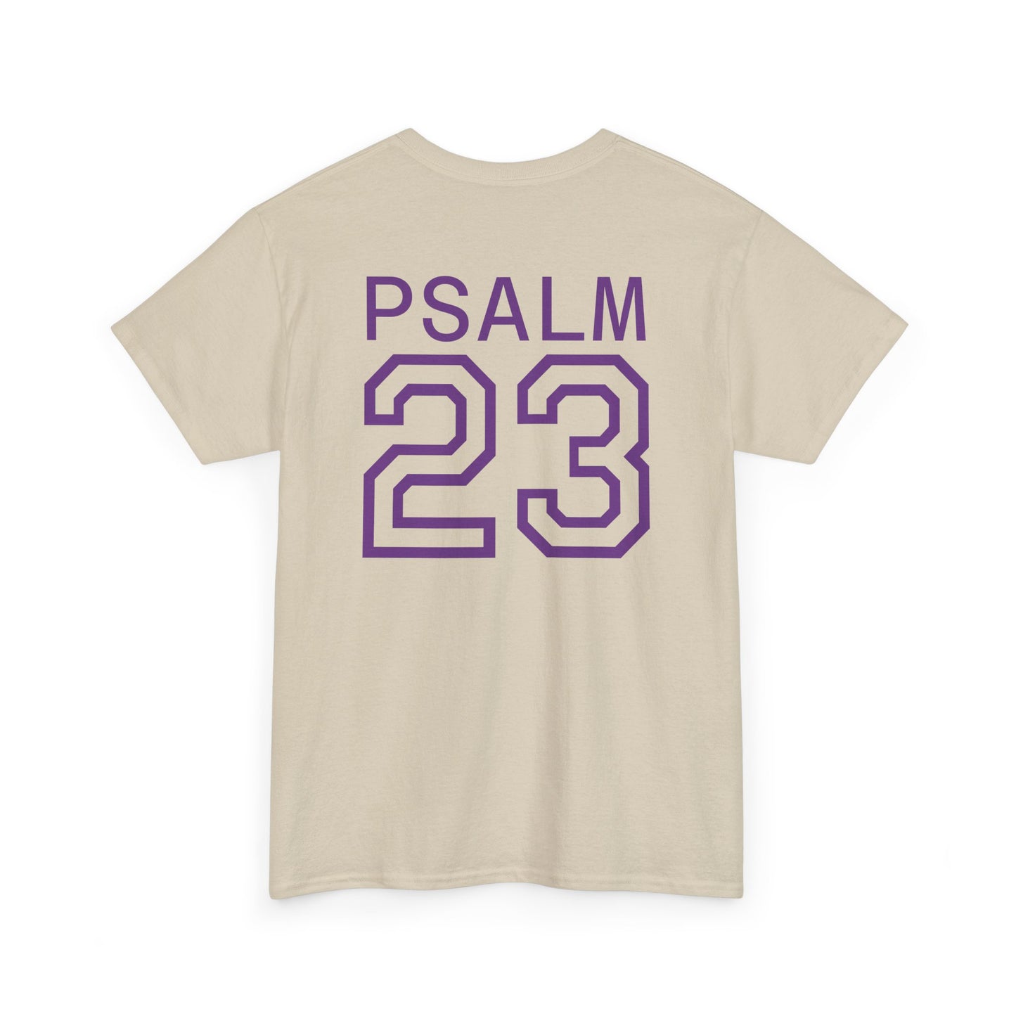 Psalm 23 Men’s T-Shirt – Inspired Sports-Style Shirt (Purple Lettering)