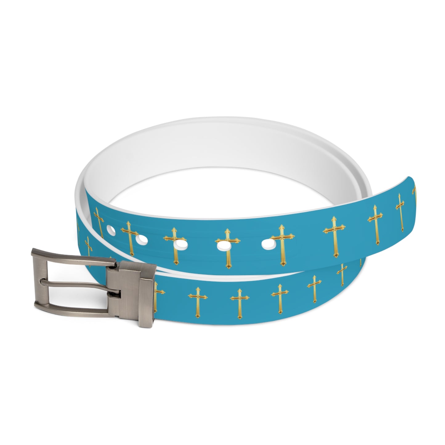 Crown of Light Belt in Turquoise – Gold Cross Pattern