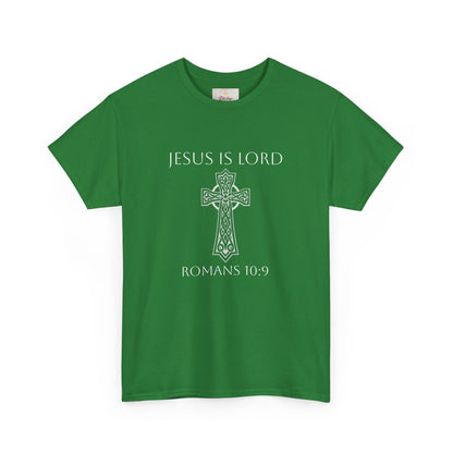 Women's Jesus is Lord Christian T-Shirt – Modern Cross Design (White Lettering)