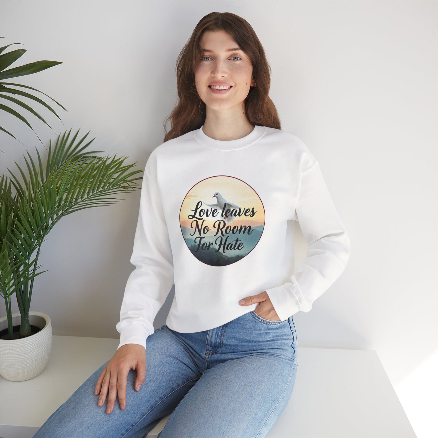 Women’s “Love Leaves No Room For Hate” Christian Sweatshirt – Bold Love Statement Pullover