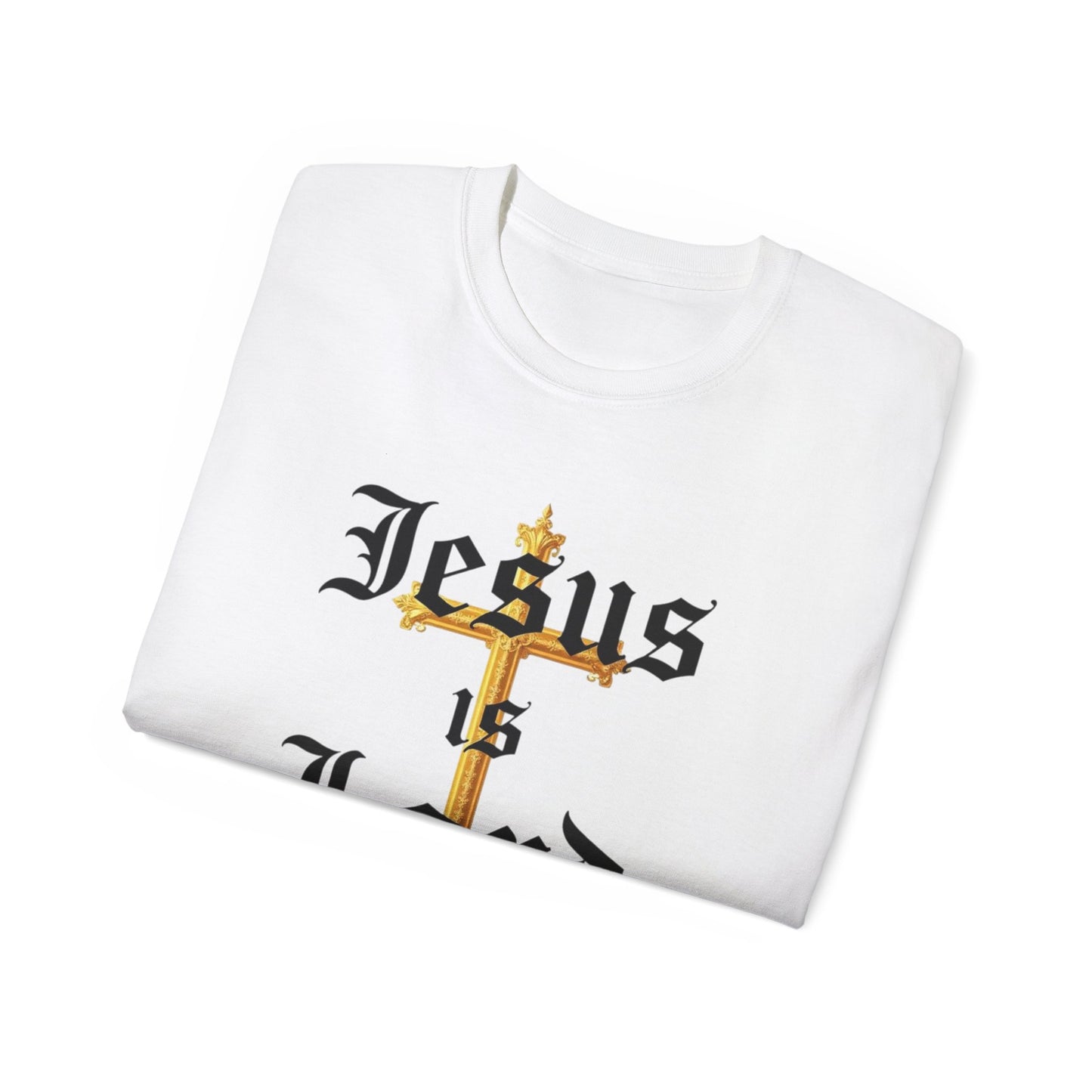 Men’s “Jesus is Lord” Christian T-Shirt with Cross – Bold Faith Statement Tee