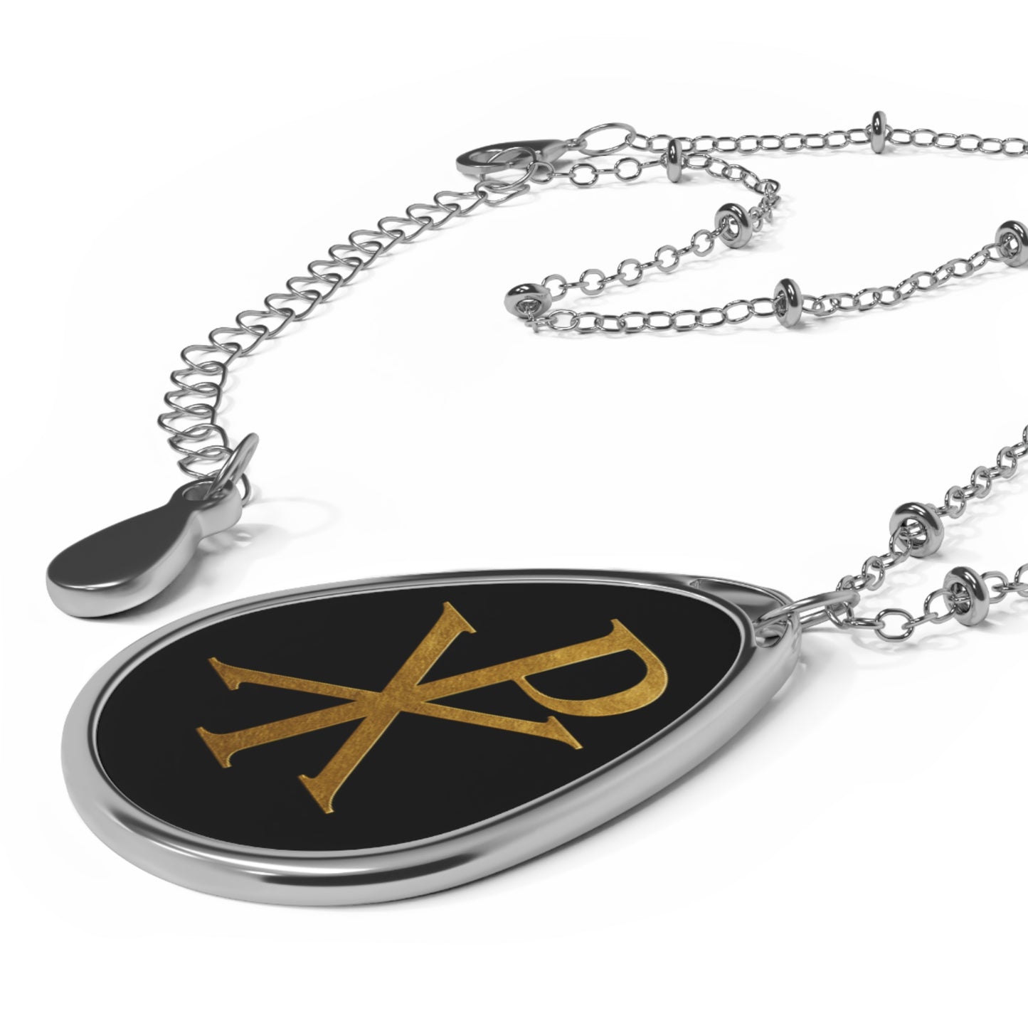 Black Pendant with Golden Chi Rho – Elegant Christian Symbol