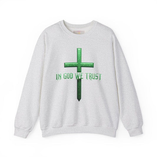 Trust in God – Men’s Bold Christian Sweatshirt with Cross Emblem