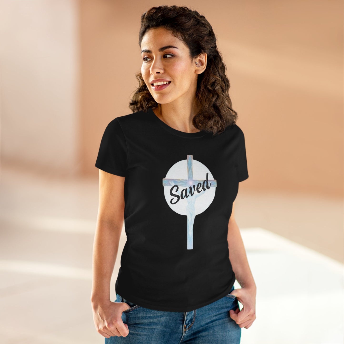 Redeemed & Saved – Women’s Christian Cross T-Shirt