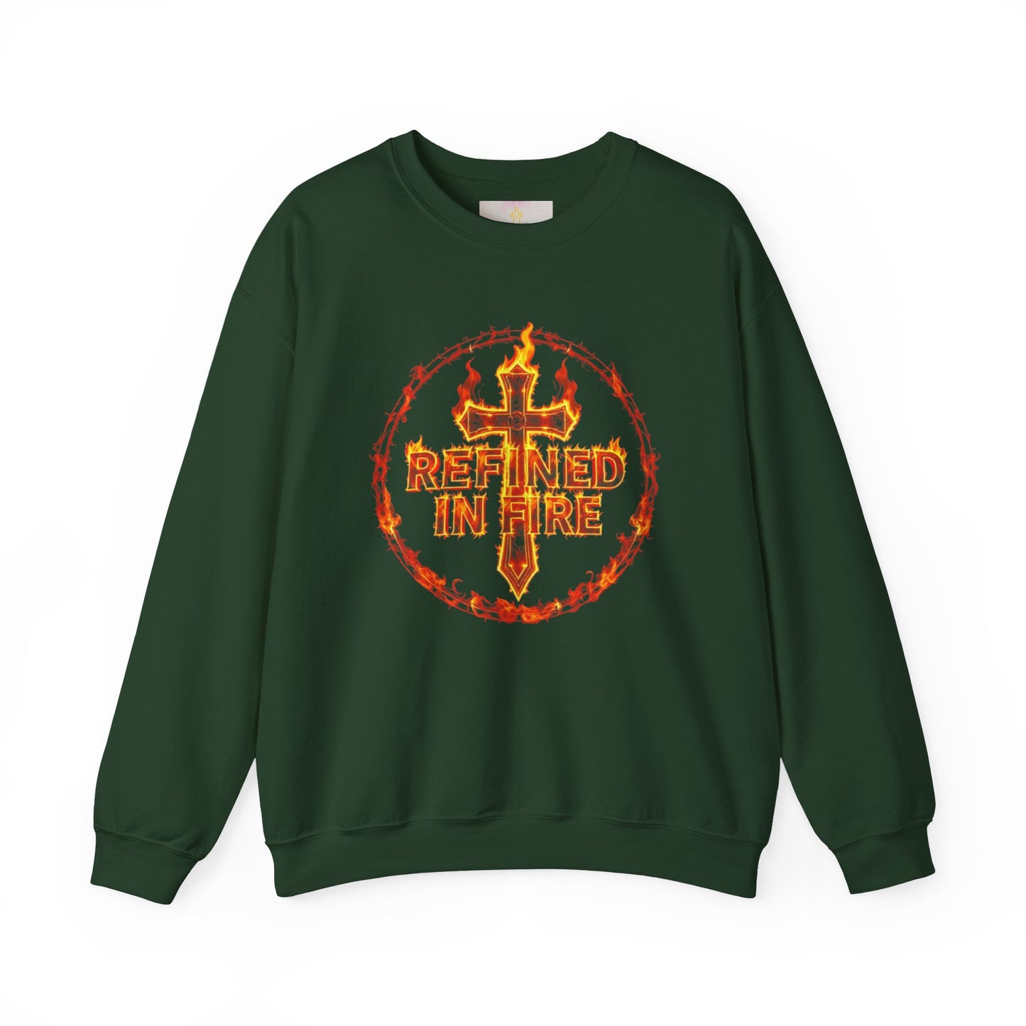 Men’s “Refined in Fire” Christian Sweatshirt – Bold Flame Design Pullover