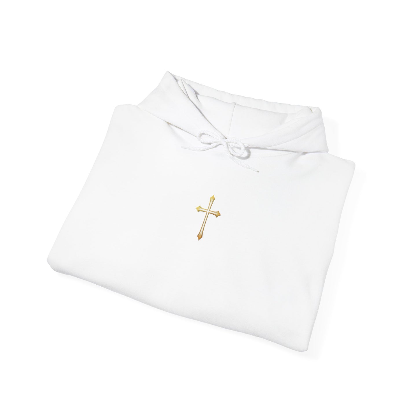 Women’s Gold Cross Hoodie – Christian Faith Hoodie with Front & Back Design