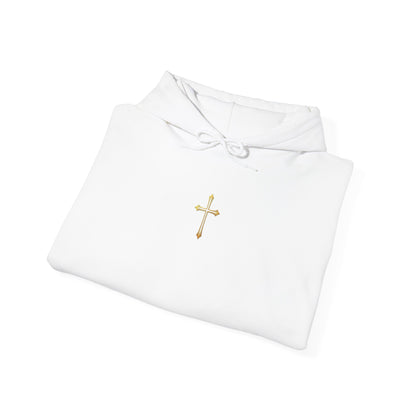 Women’s Gold Cross Hoodie – Christian Faith Hoodie with Front & Back Design
