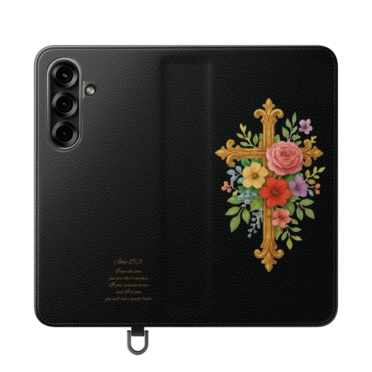 Floral Cross Wallet (black) Case for Samsung– Faith in Bloom