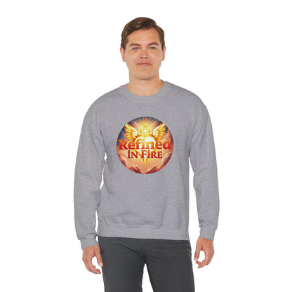 Men’s “Refined in Fire” Christian Sweatshirt – Bold Flame Design Pullover