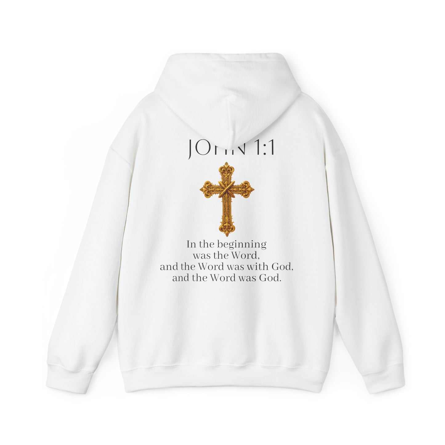 “The Word Eternal” – Women’s Christian Hoodie with Bold Dark Lettering (John 1:1)