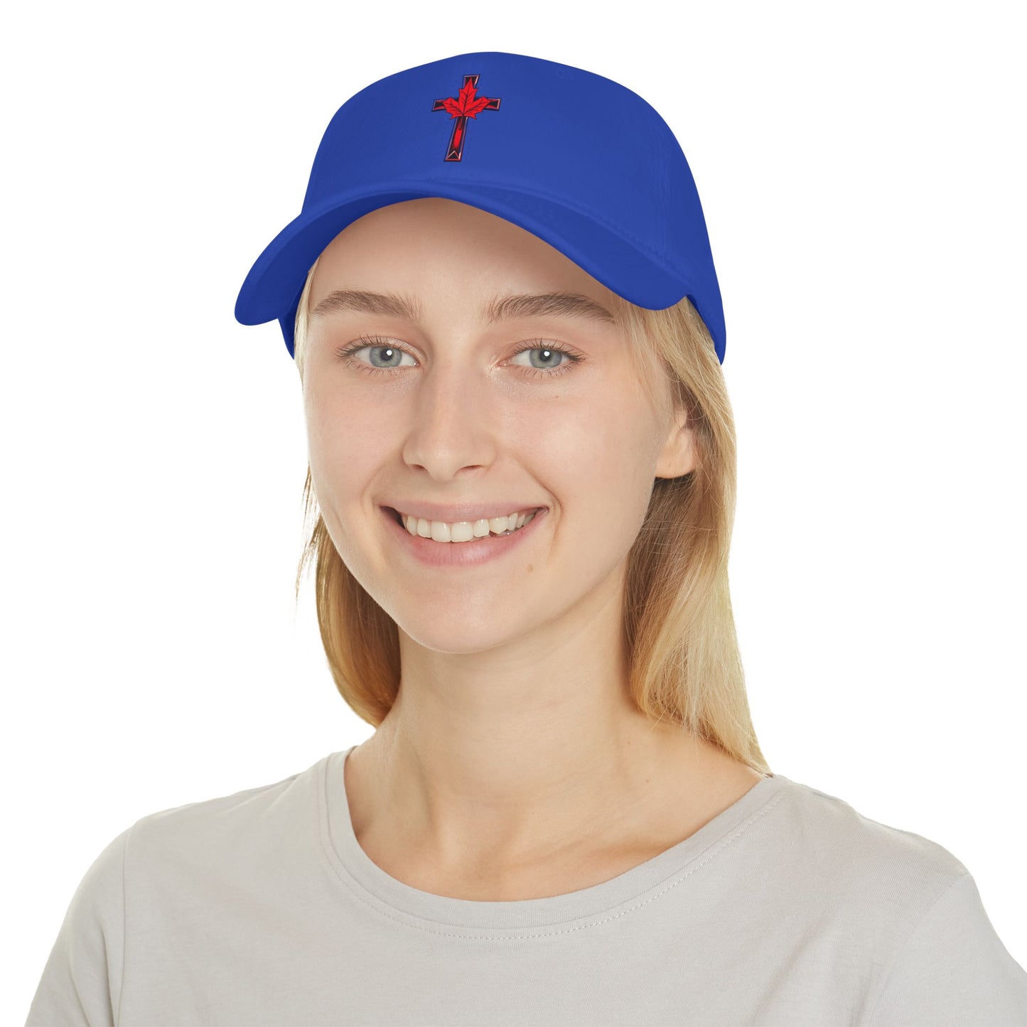 Canadian Cross Low Profile Baseball Cap – Christian Maple Leaf Hat for Faith & Country