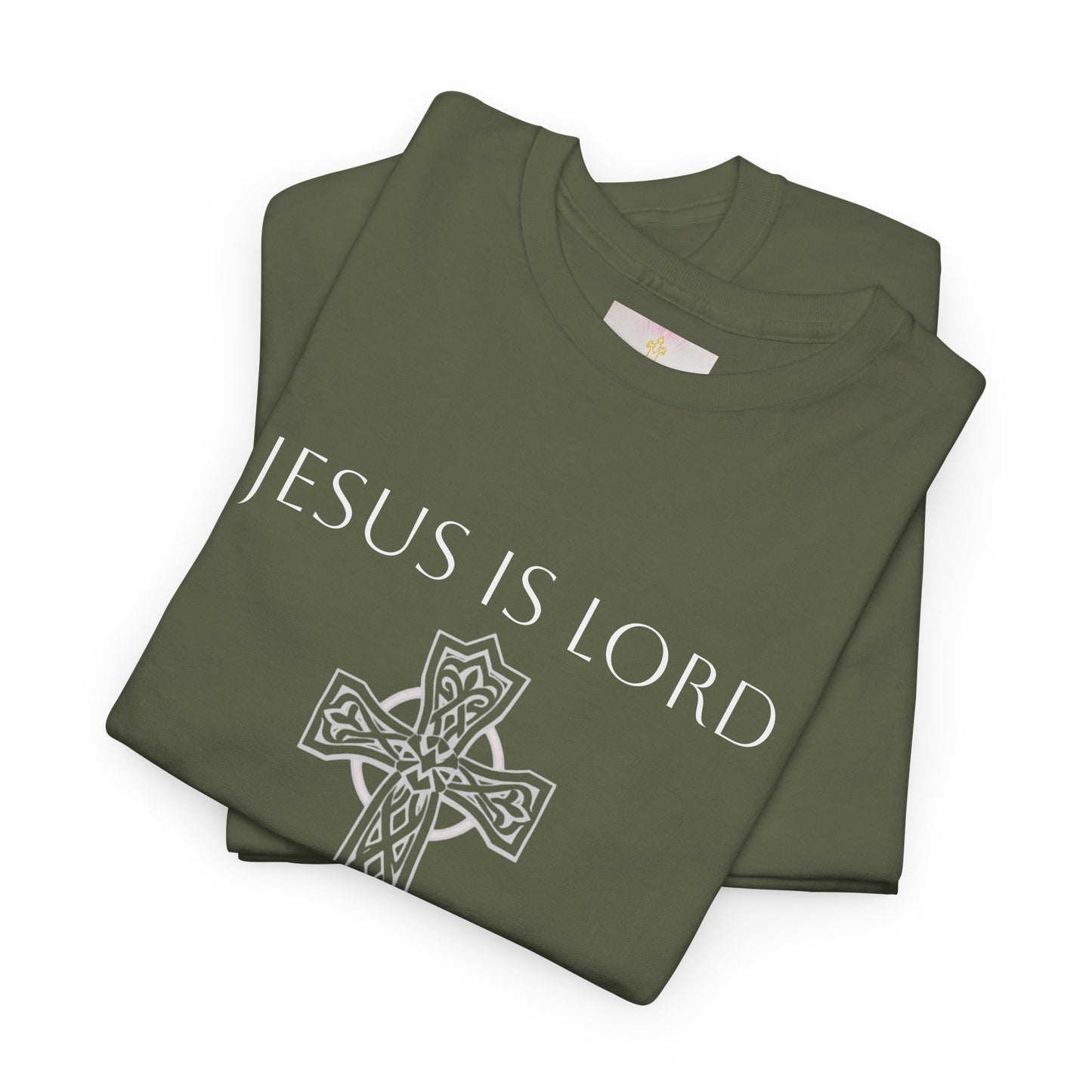 Women's Jesus is Lord Christian T-Shirt – Modern Cross Design (White Lettering)