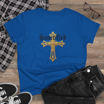 Sanctified Women's Gothic Cross T-Shirt – Faith in Bold Style