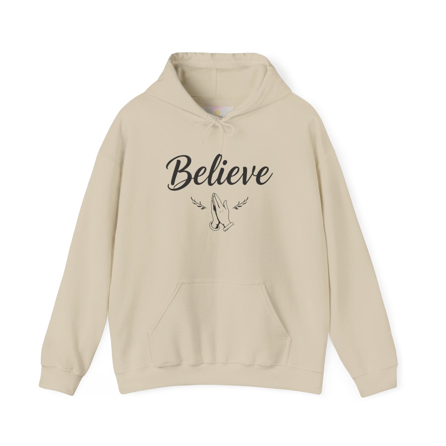 Women’s Believe Christian Hoodie – Praying Hands & Romans 10:9
