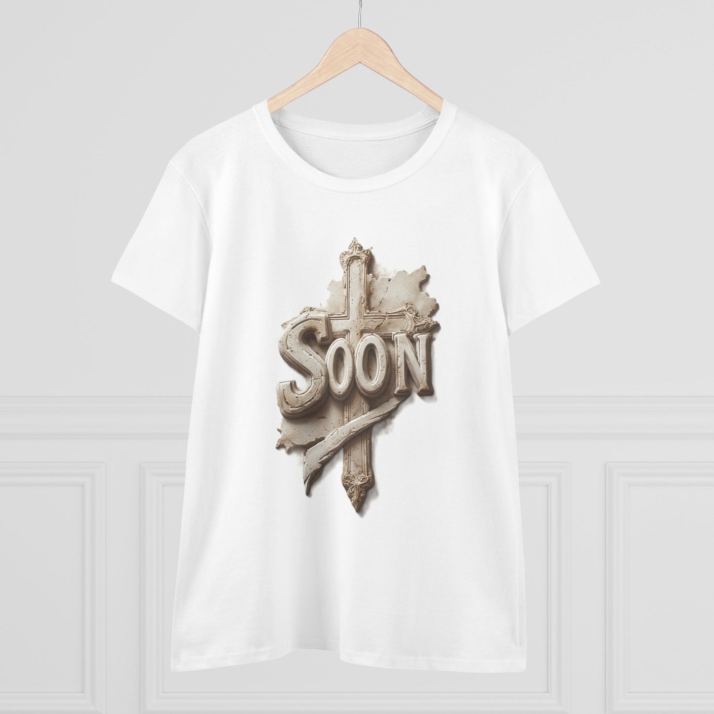 “Soon” Cross Women’s Christian Tee – Bold Faith Made Beautiful