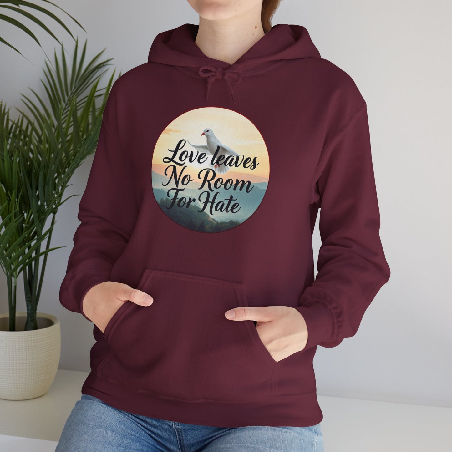 Women’s “Love Leaves No Room For Hate” Christian Hoodie – Faith & Compassion Pullover