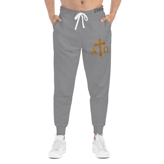 Men’s Alpha & Omega Jogger Pants in Grey – Comfortable Faith-Inspired Style