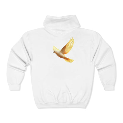 Peaceful Spirit Women's Zip-Up Hoodie with Dove in Flight Design