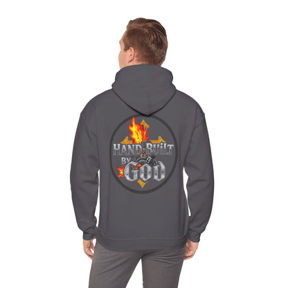 Men’s “Hand Built By God” Christian Hoodie – Bold Faith Identity Pullover