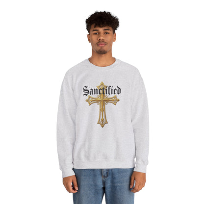 Sanctified Men's Gothic Cross Sweatshirt – Bold Christian Comfort