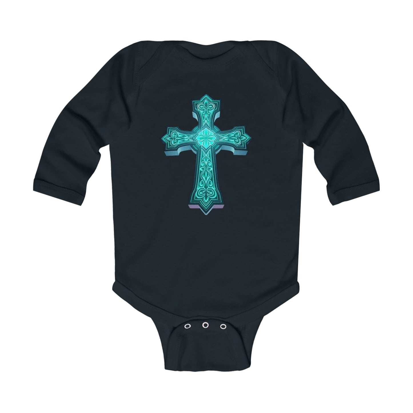 Radiant Light – Infant Long Sleeve Onesie with Cross