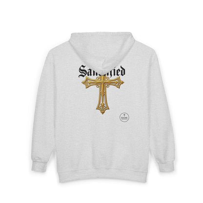 Sanctified Women's Gothic Cross Zip-Up Hoodie – Faith & Comfort