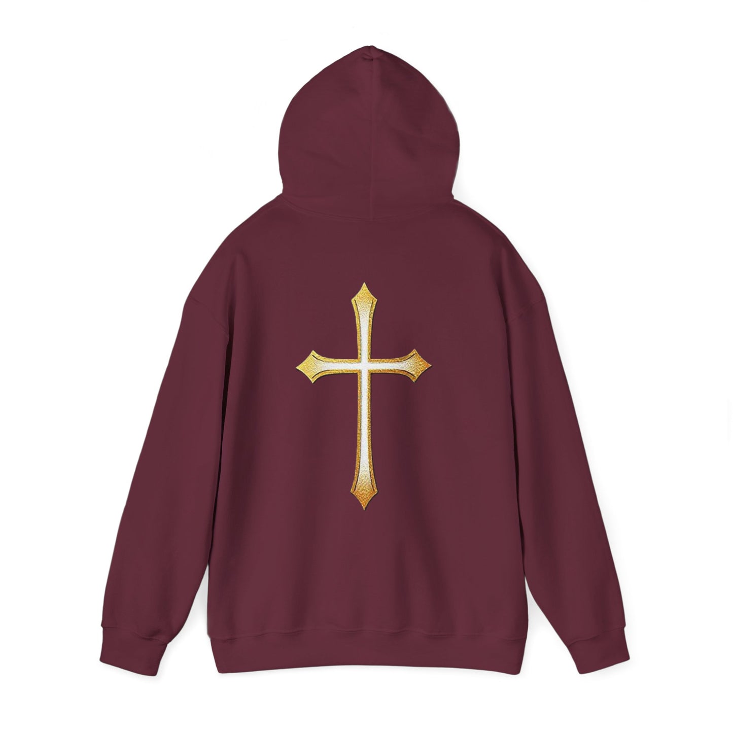 Women’s Gold Cross Hoodie – Christian Faith Hoodie with Front & Back Design