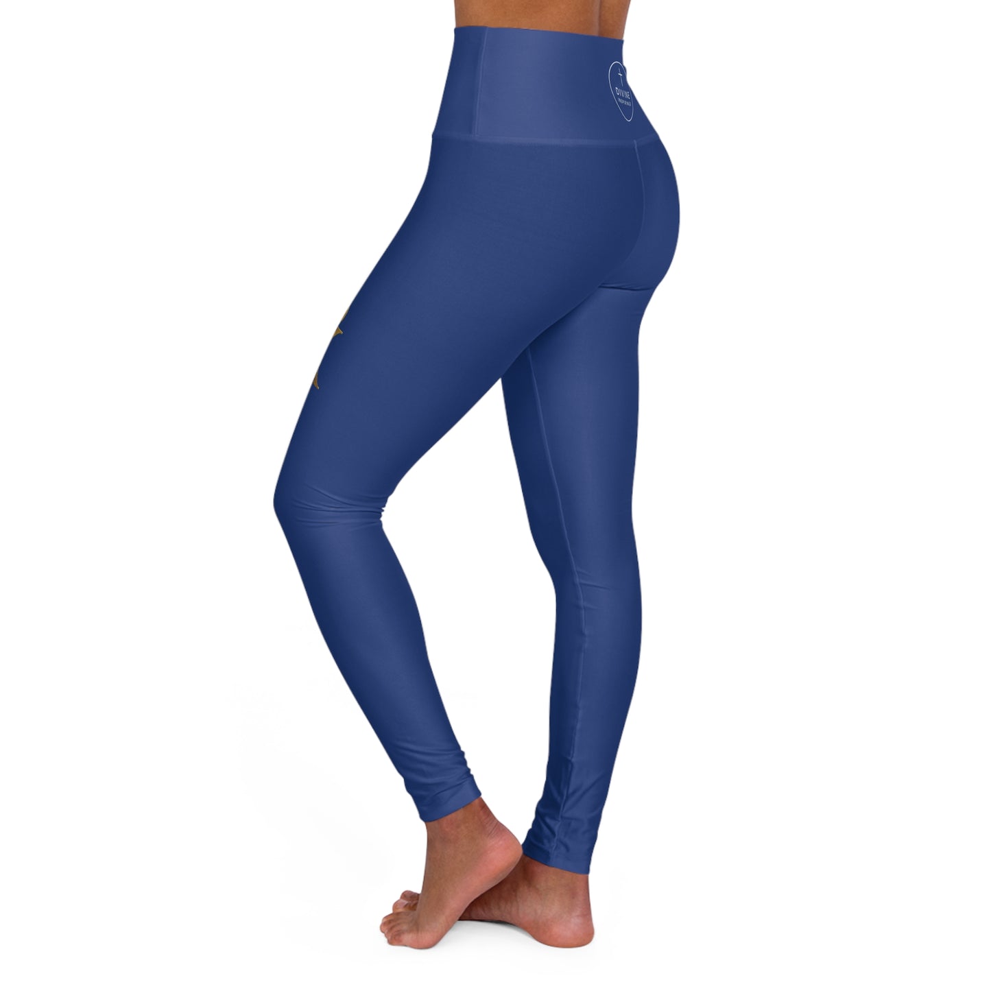 Chi Rho Women’s High-Waisted Yoga Leggings in Blue – Strength and Victory in Christ