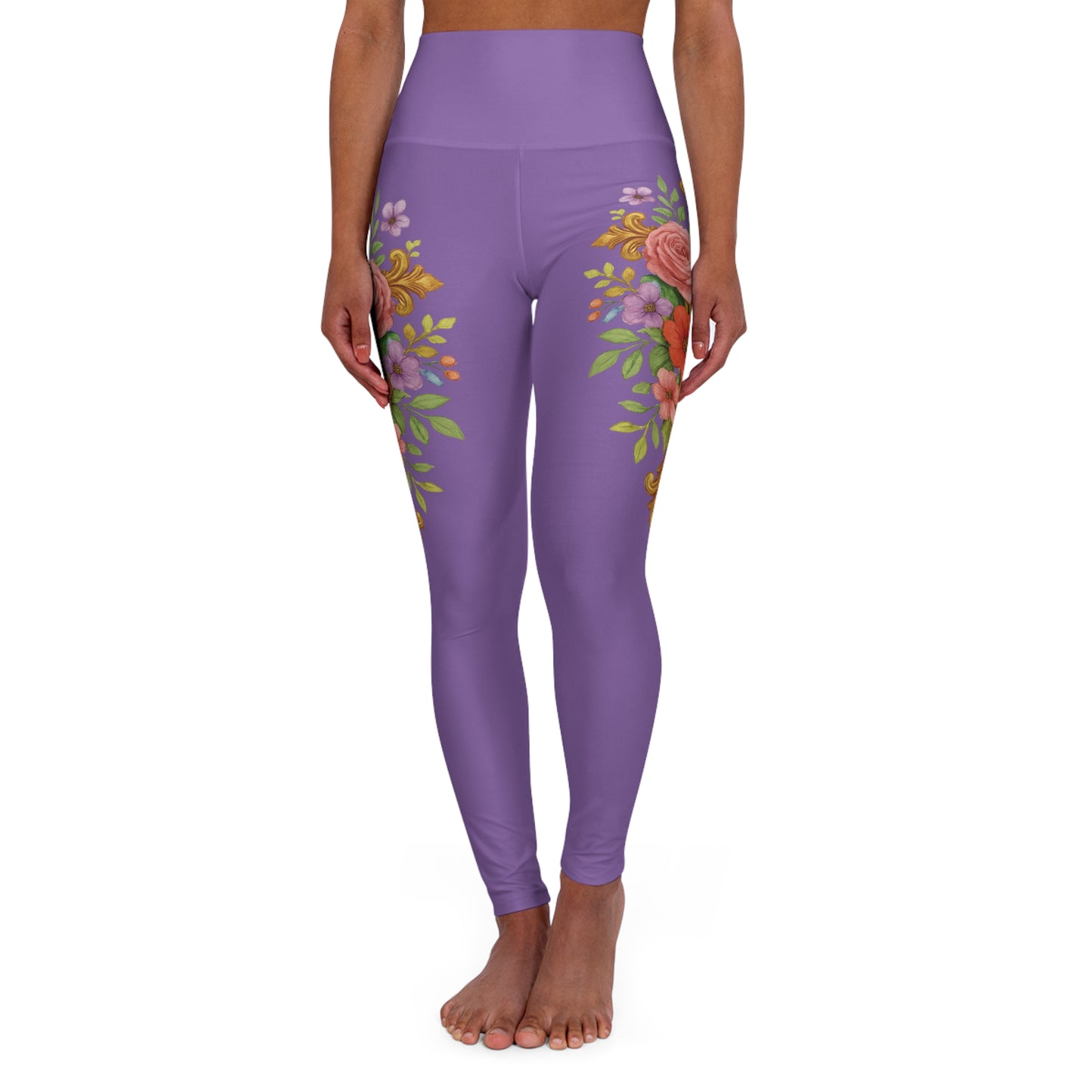 Floral Cross Graceful Fit High-Waisted Leggings in Mauve - Christian Women's Apparel