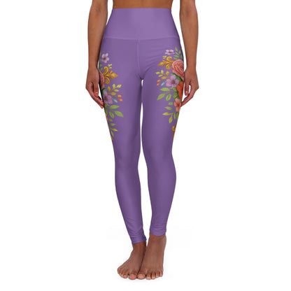 Floral Cross Graceful Fit High-Waisted Leggings in Mauve - Christian Women's Apparel