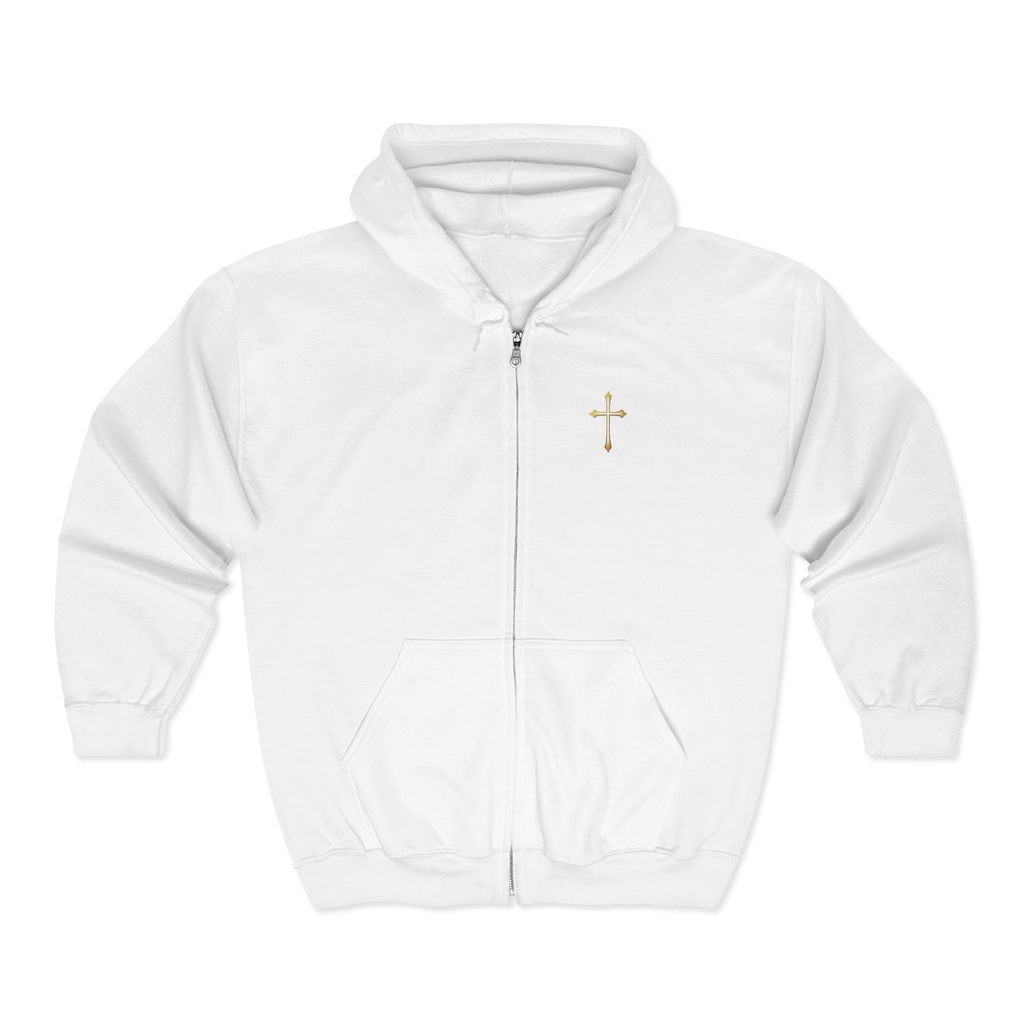 Men’s Modern Gold Cross Zip-Up Hoodie – Everyday Comfort with Faith