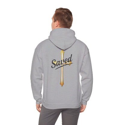 Saved Men’s Hoodie – Christian Faith Hoodie with Cross & John 3:16