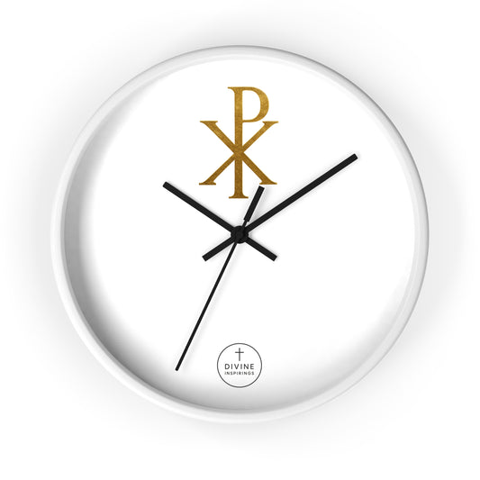 Gold Chi Rho Wall Clock – Elegant Christian Symbol Decor
