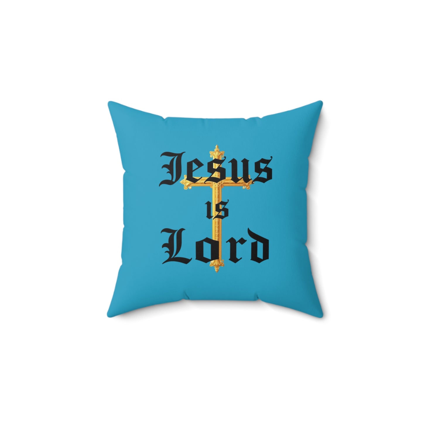 King of Kings in Turquoise – ‘Jesus is Lord’ Throw Pillow
