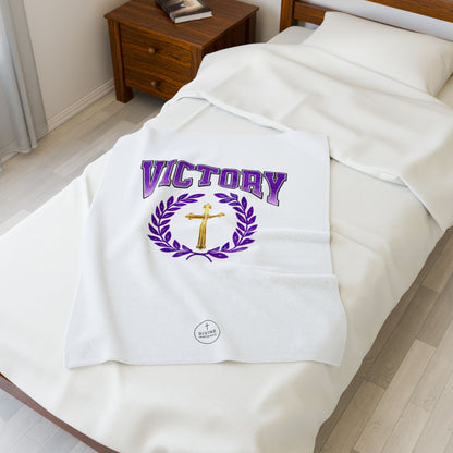 Victory in Christ Plush Velveteen Blanket