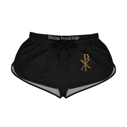 Radiant Faith Women's Shorts in Black with Chi Rho Design
