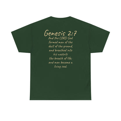 Formed from the Dust | Men’s Christian T-Shirt with Genesis 2:7 (Light Lettering)