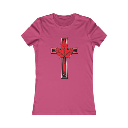 Women’s Favorite Faith Tee | Cross and Maple Leaf Design