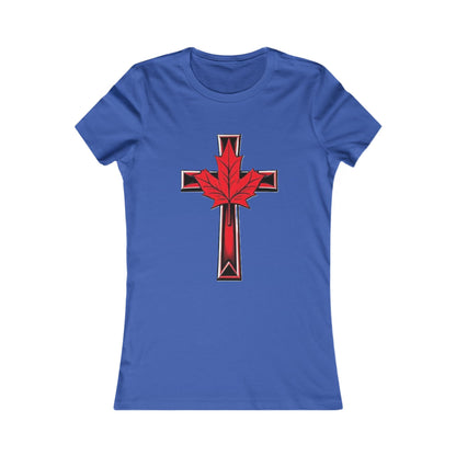 Women’s Favorite Faith Tee | Cross and Maple Leaf Design