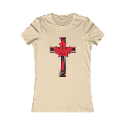 Women’s Favorite Faith Tee | Cross and Maple Leaf Design