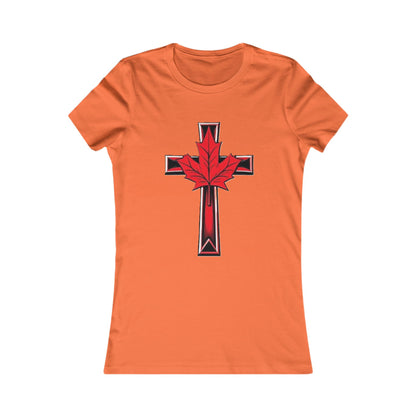 Women’s Favorite Faith Tee | Cross and Maple Leaf Design
