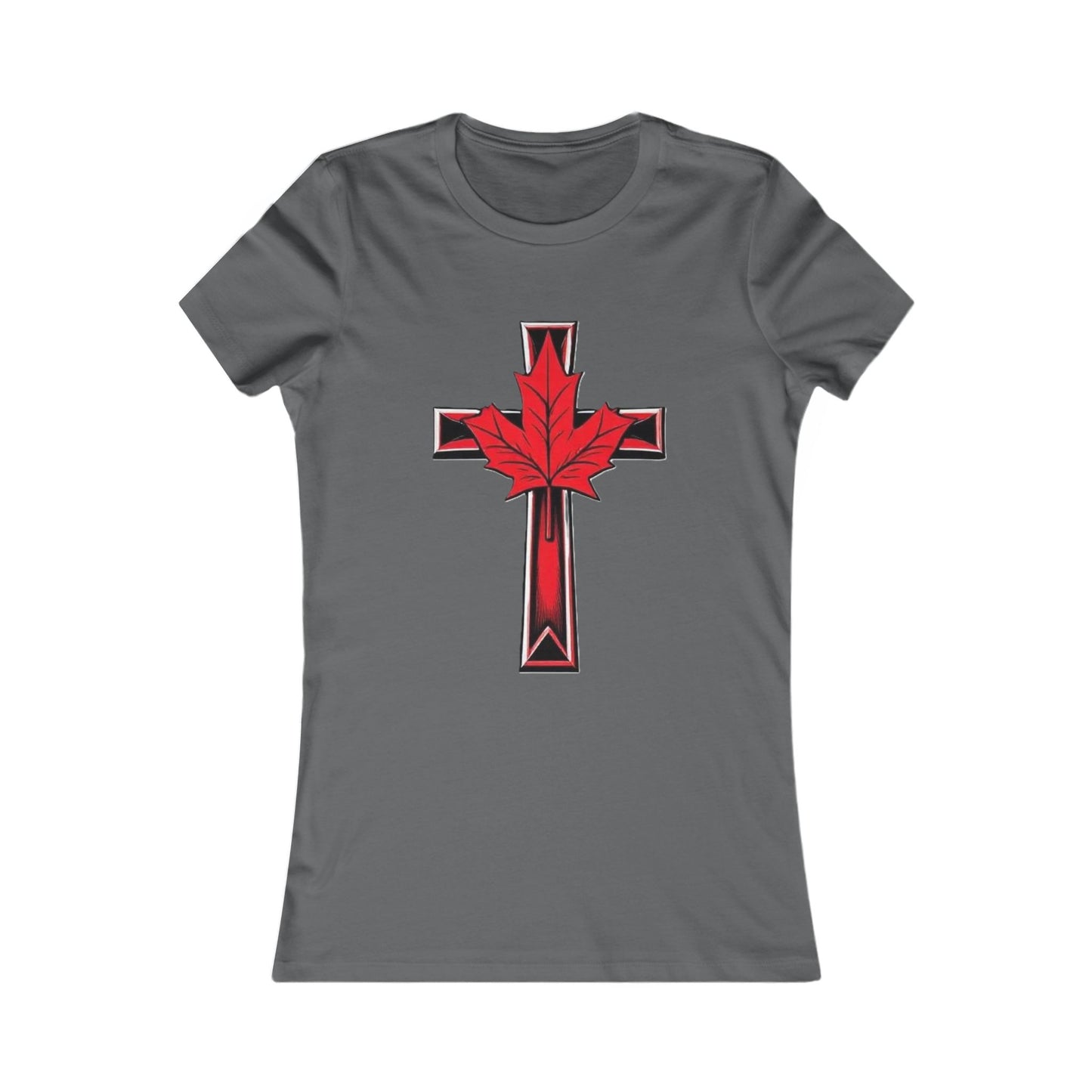 Women’s Favorite Faith Tee | Cross and Maple Leaf Design