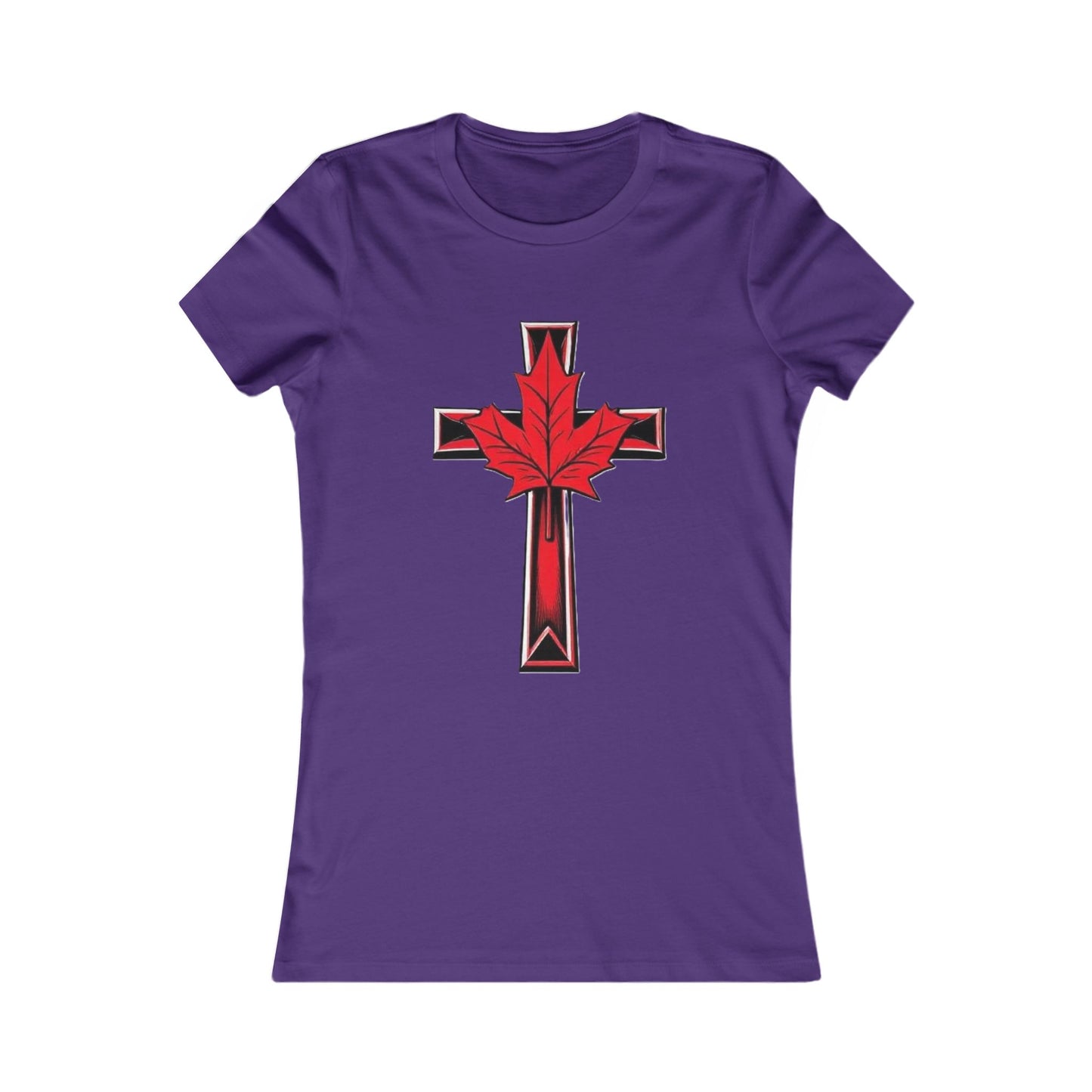 Women’s Favorite Faith Tee | Cross and Maple Leaf Design