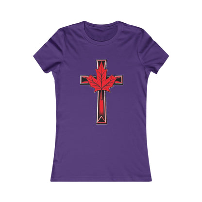 Women’s Favorite Faith Tee | Cross and Maple Leaf Design