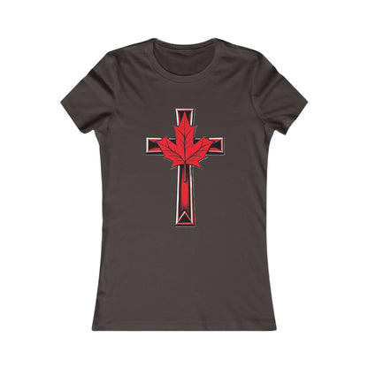 Women’s Favorite Faith Tee | Cross and Maple Leaf Design