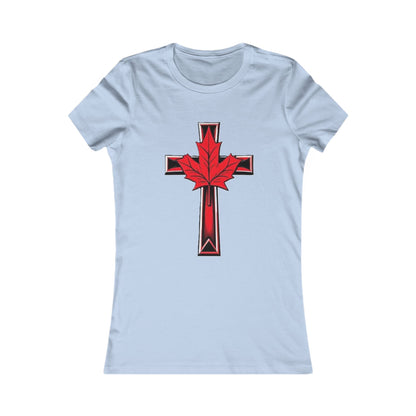 Women’s Favorite Faith Tee | Cross and Maple Leaf Design