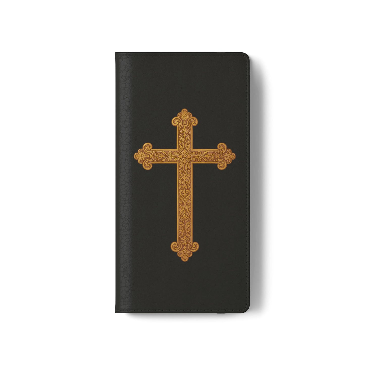 Black with Gold Cross & 1 Corinthians 1:18 - Samsung Flip/Wallet Phone Case