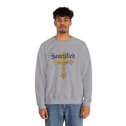 Sanctified Men's Gothic Cross Sweatshirt – Bold Christian Comfort