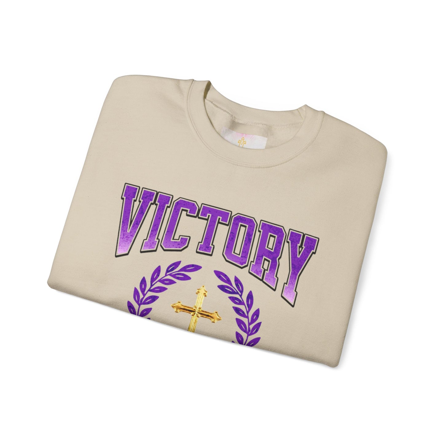 Victory Women’s Sweatshirt – Bold Purple Logo, Faith in Comfort